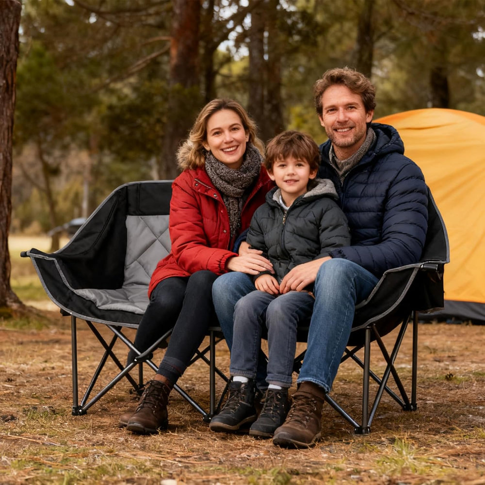 Double Camping Chair for 2 Persons, Oversized Folding Loveseat Camping Chair ...
