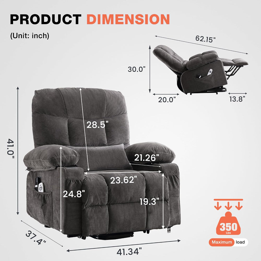 MAHOMICO Power Lift Recliner Chair for Elderly with Vibration Massage and Lum...