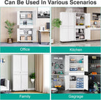 SISESOL White Metal Storage Cabinet with Wheels and Drawer,Rolling Garage Cabinet with Locking Doors and Adjustable Shelves,73" Mobile Tall Large Metal Cabinets for Home,Office,Garage,Shop