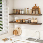 RICHFOCUS 55Inch Floating Shelves for Wall 2 Pack Shelves for Bedroom|Kitchen|Bathroom Wall Mounted Rustic Wood Floating Shelf with Invisible Brackets for Books|Storage|Decor, Rustic Brown