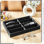 Amylove 2 Pcs Sunglass Organizer Trays Glasses Stackable Jewelry Trays Sunglass Organizer Display Box(8 Grids,Black)
