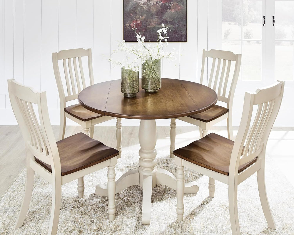 Signature Design by Ashley Waverun Dining Chair, Set of 2, White & Brown ...
