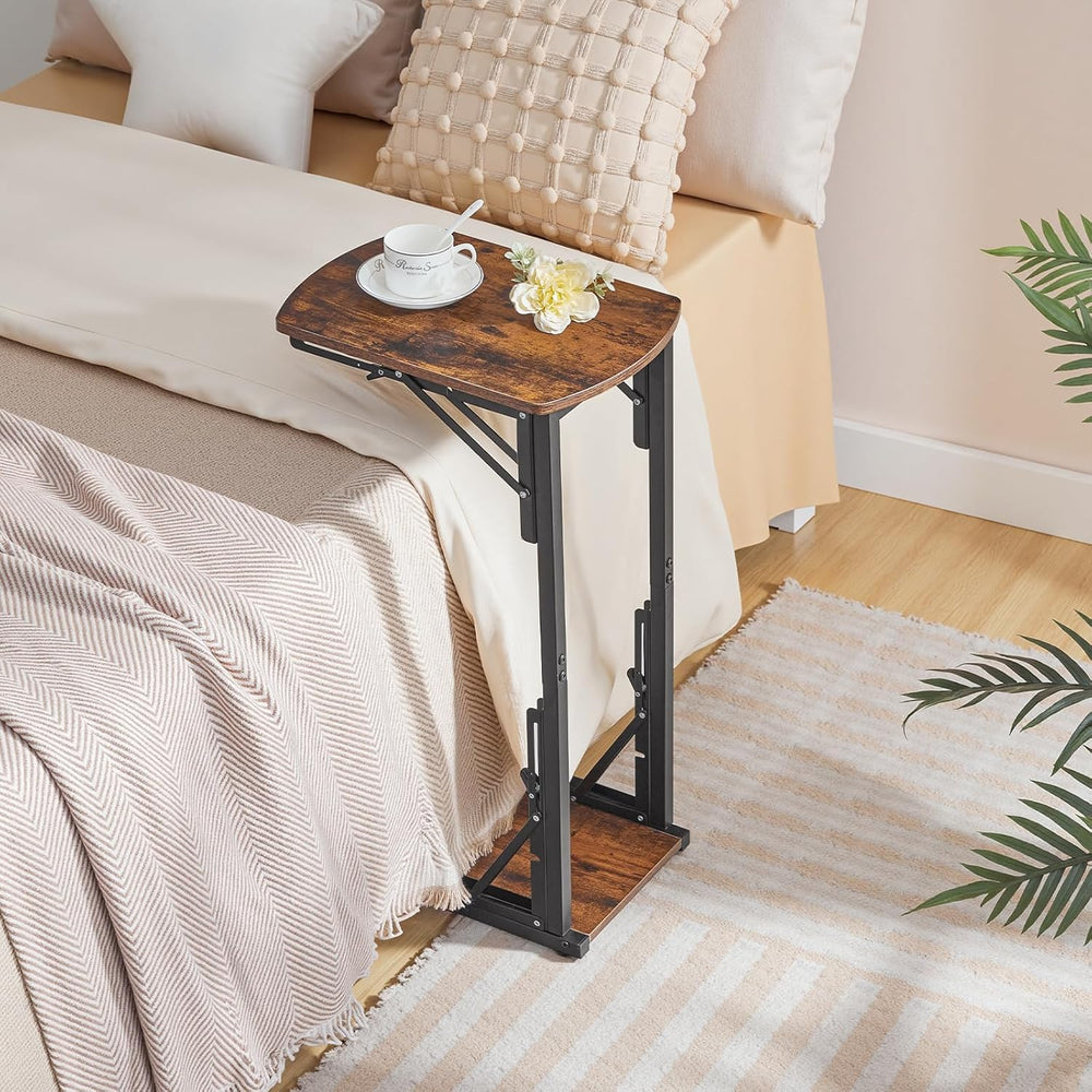 MAHANCRIS Folding C Shaped End Table, Adjustable Small Sofa Side Laptop Desk,...