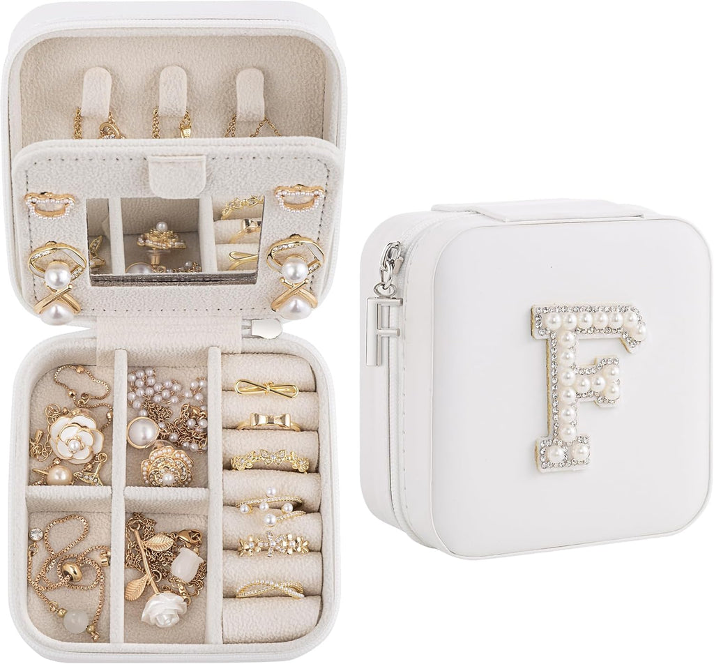 Birthday Gifts For Women, Initial Jewelry Box, Travel Jewelry Case, Gifts for Wife Girlfriend, Small Travel Jewelry Organizer, Gift for Girls, Graduation Gifts for Her, Bridesmaid Gifts
