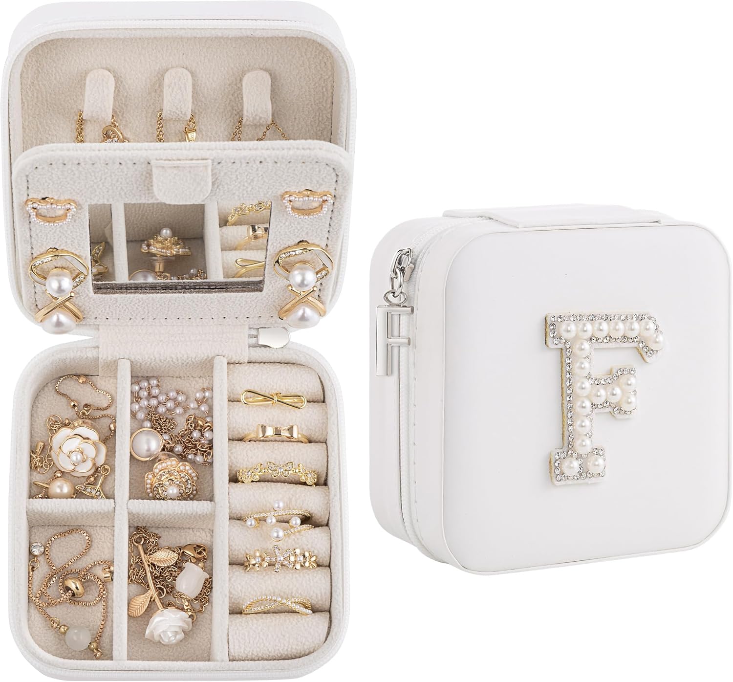 Birthday Gifts For Women, Initial Jewelry Box, Travel Jewelry Case, Gifts for Wife Girlfriend, Small Travel Jewelry Organizer, Gift for Girls, Graduation Gifts for Her, Bridesmaid Gifts