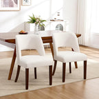 Dining Chair Set of 3,Modern Dining Room Chairs with Thick Cushions,Upholstered Linen Fabric Kitchen Chairs for Kitchen Dining Room Beige