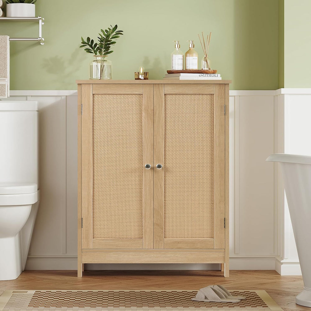 Iwell Storage Cabinet, Rattan Cabinet with Adjustable Shelf, for Living Room,...