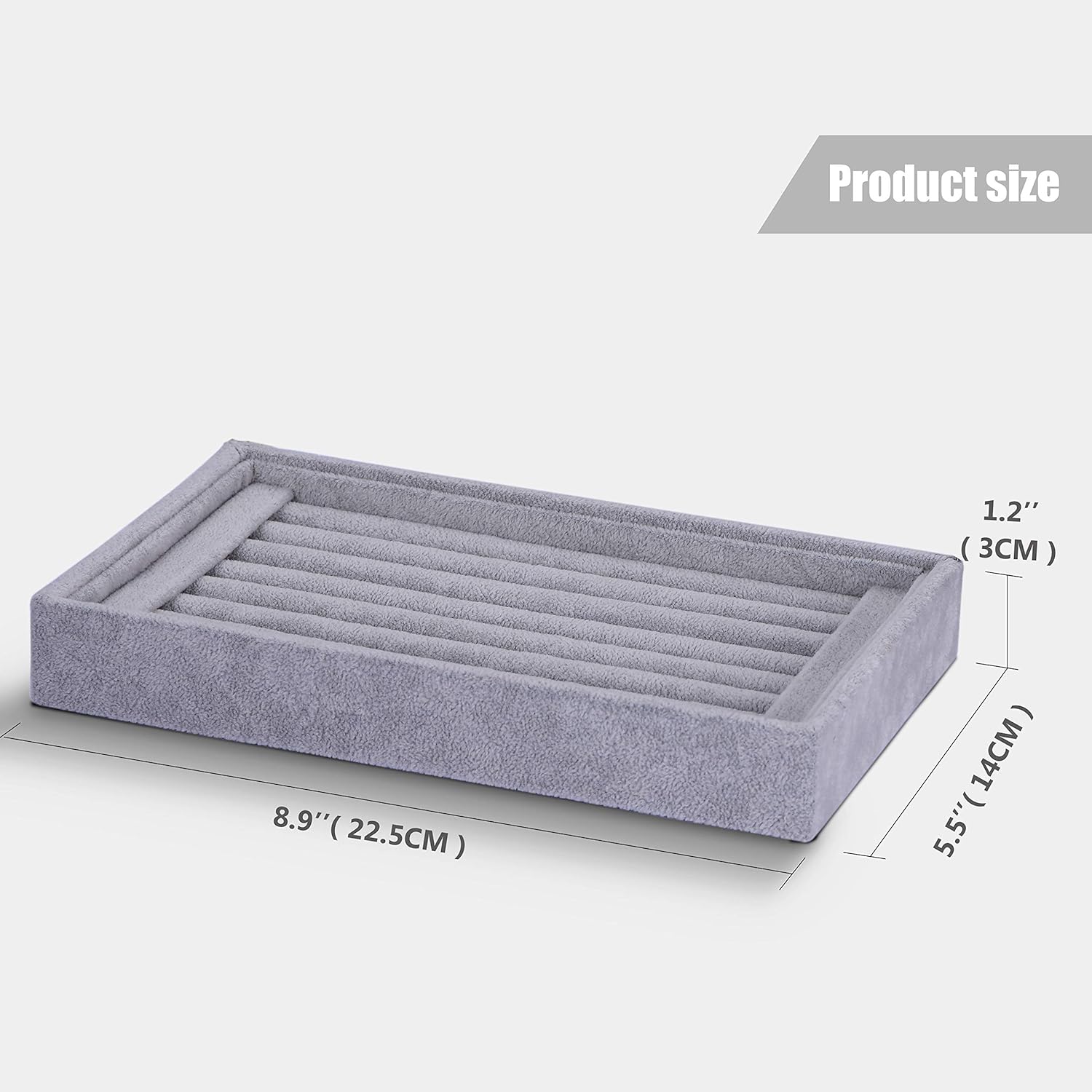 Valyria Velvet 7 Slots Ring Earrings Trays Showcase Display Jewelry Organizer (Grey)