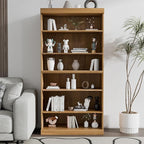 62" Wooden Book Shelf, 5 Shelf Bookcase, Modern Bookshelf with Adjustable Shelf for Home Office, Study Room, Oak