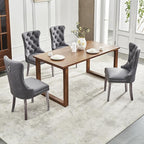 Kiztir Leather Dining Chairs Set of 4, Upholstered Dining Chair with Nailhead Trim and Solid Wood Legs, Luxury Wingback Dining Side Chair for Living Room, Bedroom, Kitchen (Grey)