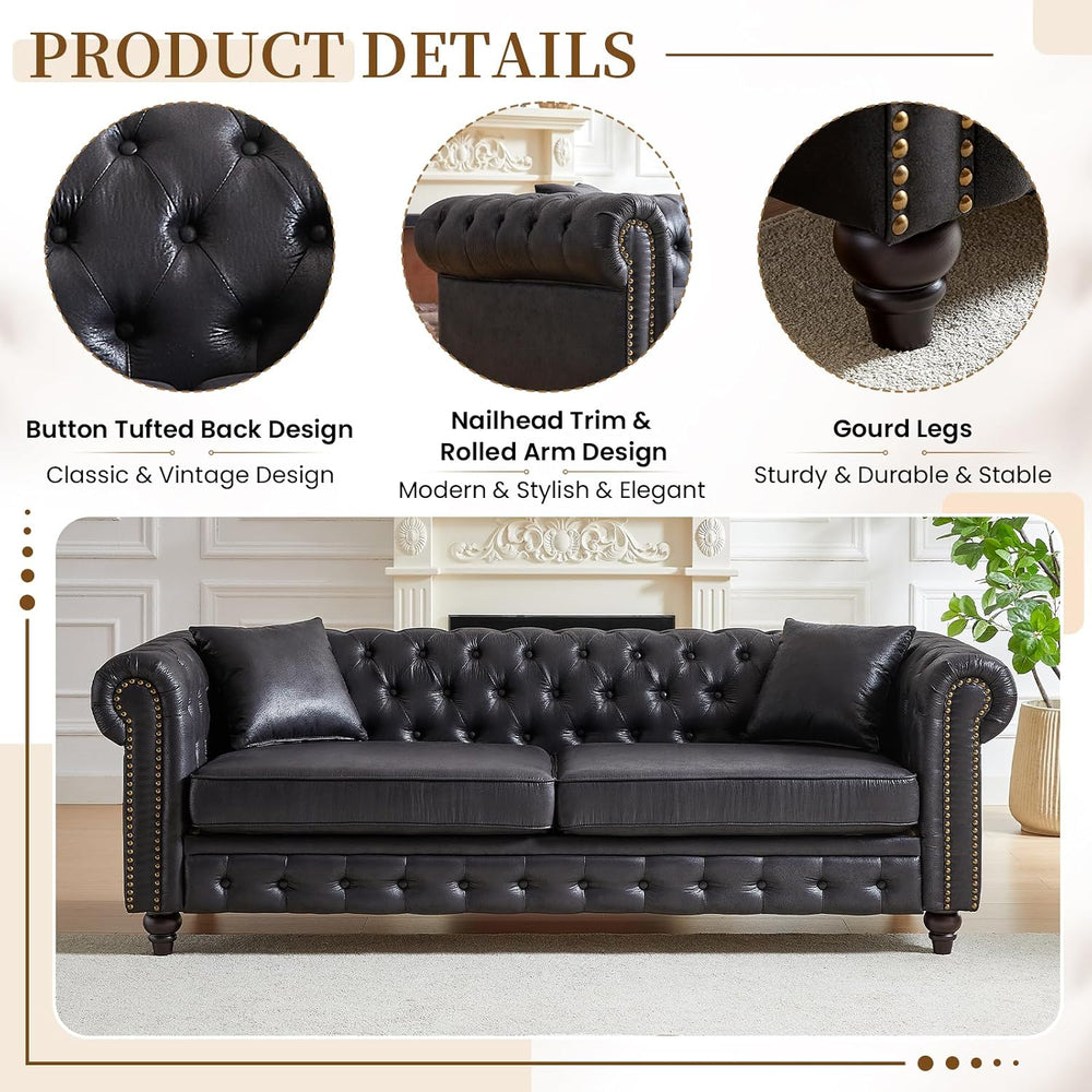 2 Piece Living Room Sofa Set,High-Tech Fabric Button Tufted Couch and Lovesea...