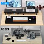 Aothia Large Dual Monitor Stand Riser - Monitor Stand For 2 Monitors, Monitor Stand With Drawer,Desk Shelf For Monitor, Wood Monitor Riser Stand with Storage Organize For Pc,Tv,Laptop,Screen (Black)