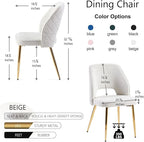 NORDICANA Modern Dining Chair Set of 2, Beige Boucle Upholstered Accent Chairs with Golden Metal Legs, Round Back Side Chairs for Kitchen Living Room Bedroom