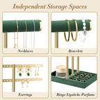 3 Tier Bracelet Holder Display - Detachable T Bar Dark Green Velvet Bracelet Holder, Jewelry Holder Organizer for Bracelet, Necklace, Earrings, Rings