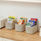 Small Cotton Rope Basket – Storage Bin for Organizing (10.6" x 6.7" x 6.7"), Bathroom Storage Basket for Shelf, Counter & Closet（Beige）