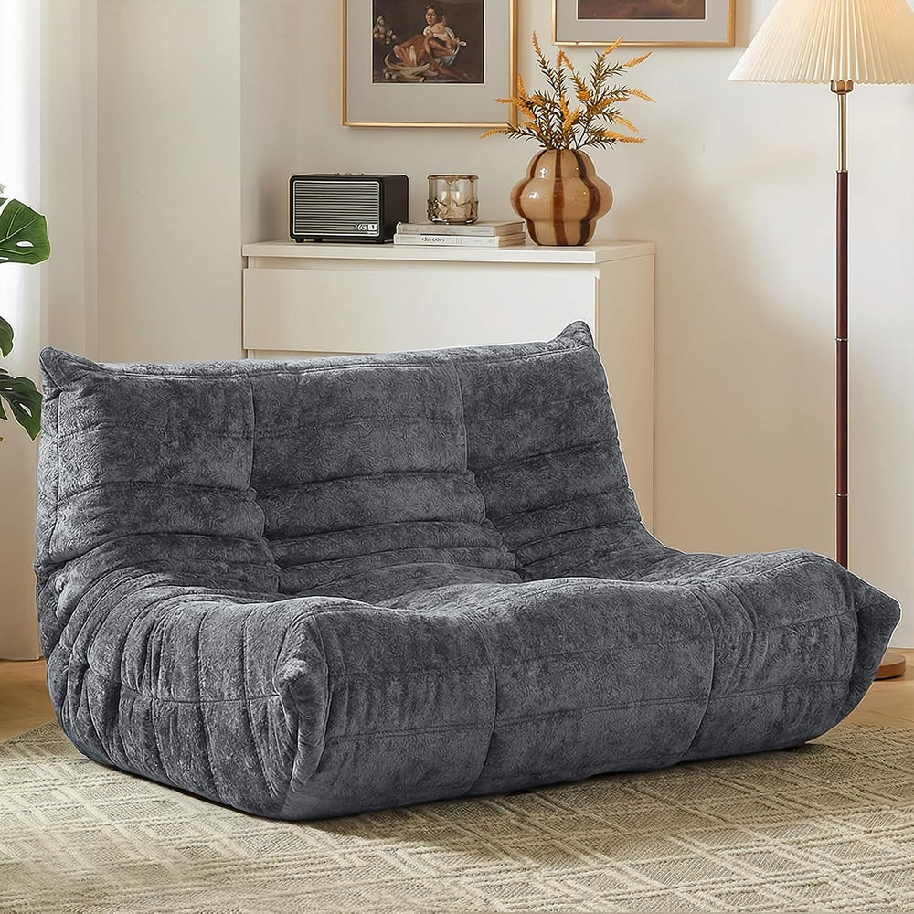 HABUTWAY Giant Bean Bag Chairs Loveseat for Adults,2 Seater,Grey | Loveseat F...