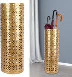 Metal Stylish Hollow Copper Pattern Umbrella Holder Bin for Entryway, Rustproof Indoor Umbrella Stand for Home Office, 1pc (Large)