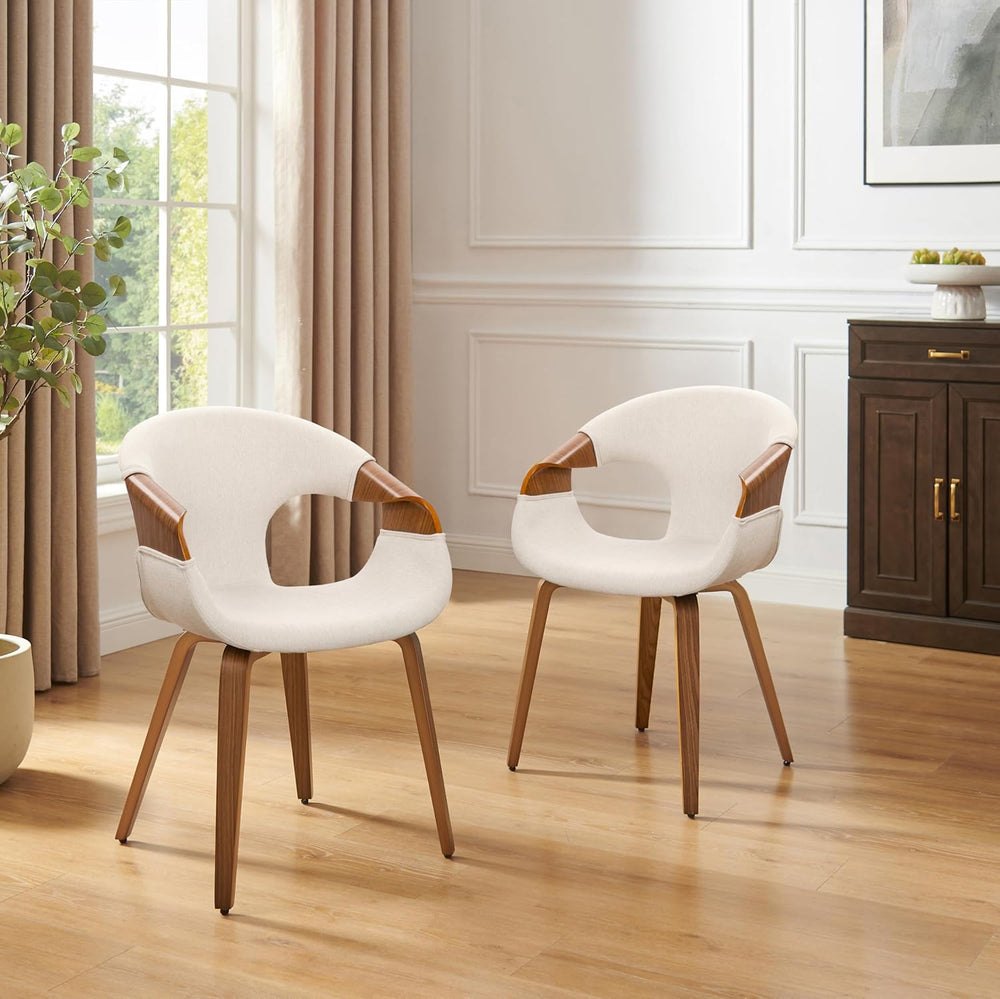 Zouron Dining Chairs Set of 2, Modern Fabric Desk Chairs with Wooden Legs, Ac...