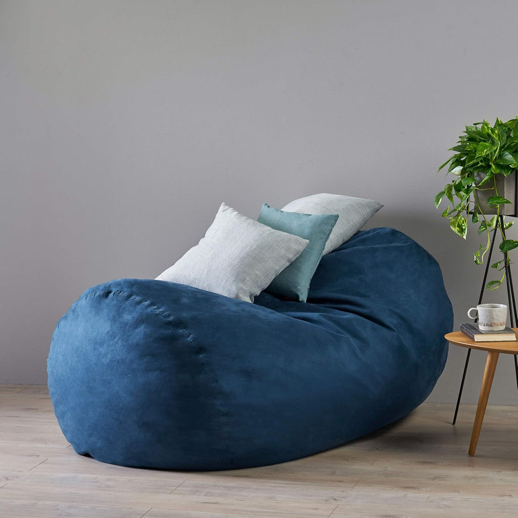 Christopher Knight Home Great Deal Furniture Haley 6 Ft Faux Suede Microfiber Bean Bag (Blue)