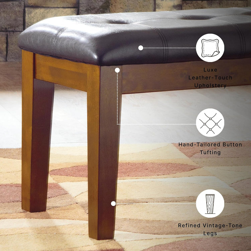 Signature Design by Ashley Ralene Tufted Upholstered Dining Room Bench, Mediu...
