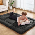 Japanese Floor Futon Mattress Full Size, 25D High Density Support Foam, 4" Thicken Foldable Mattress Tatami Mat Sleeping Pad Suitable for Camping, Guest Room, Black 54"x 80"