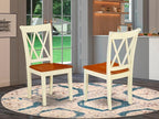 East West Furniture CLC-BMK-W Clarksville Dining Room Chairs - Double Cross Back Wood Seat Chairs, Set of 2, Buttermilk & Cherry