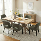 keoni Wooden Dining Chairs Set of 4, Mid Century Modern Upholstered Dining Room Chairs with Black Wood Legs, Fabric Farmhouse Kitchen Chairs with Foot Pegs for Dining Room, Green