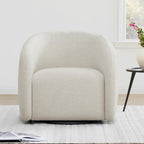 Watson & Whitely Swivel Accent Chairs Set of 2, Modern Upholstered Fabric Barrel Chair Armchair for Living Room, Bedroom, Fully Assembled, Fabric in Cream