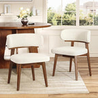 Dining Chairs Set of 2, Modern Upholstered Dining Chairs, Wooden Kitchen Chairs for Dining Room with Ergonomic Curved Backrest