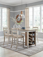 Signature Design by Ashley Skempton 24" Counter Height Upholstered Barstool, Set of 2, Antique White