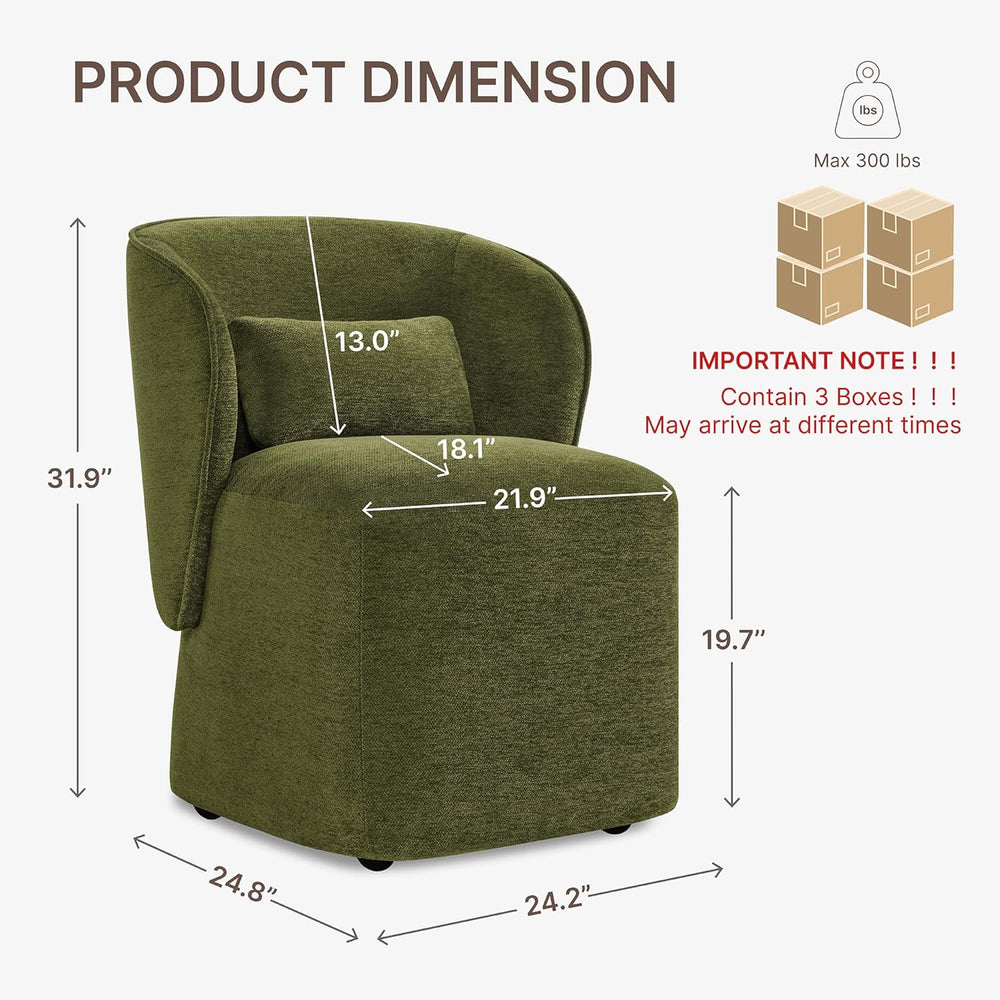 KISLOT Upholstered Dining Chairs with Wheels, Easy Assembly Stain Resistant F...