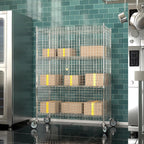 24"x48"x70" Metal Wire Chrome Security Heavy Duty Commercial NSF Certified Storage Unit | Mobile Wire Security Cage Kit