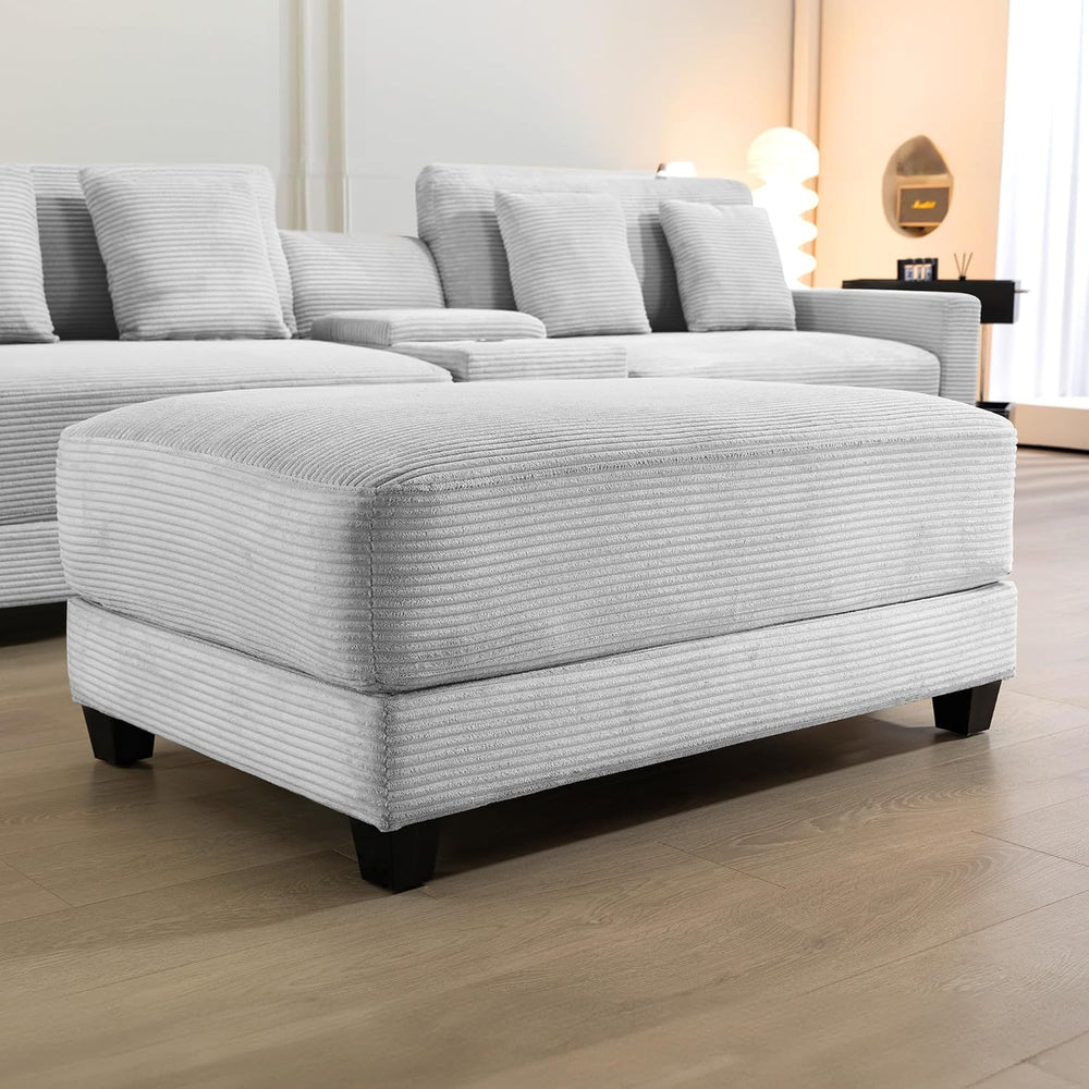 Corduroy Ottoman for Sectional Sofa, Modular Footrest with Wooden Legs, 43.7 ...
