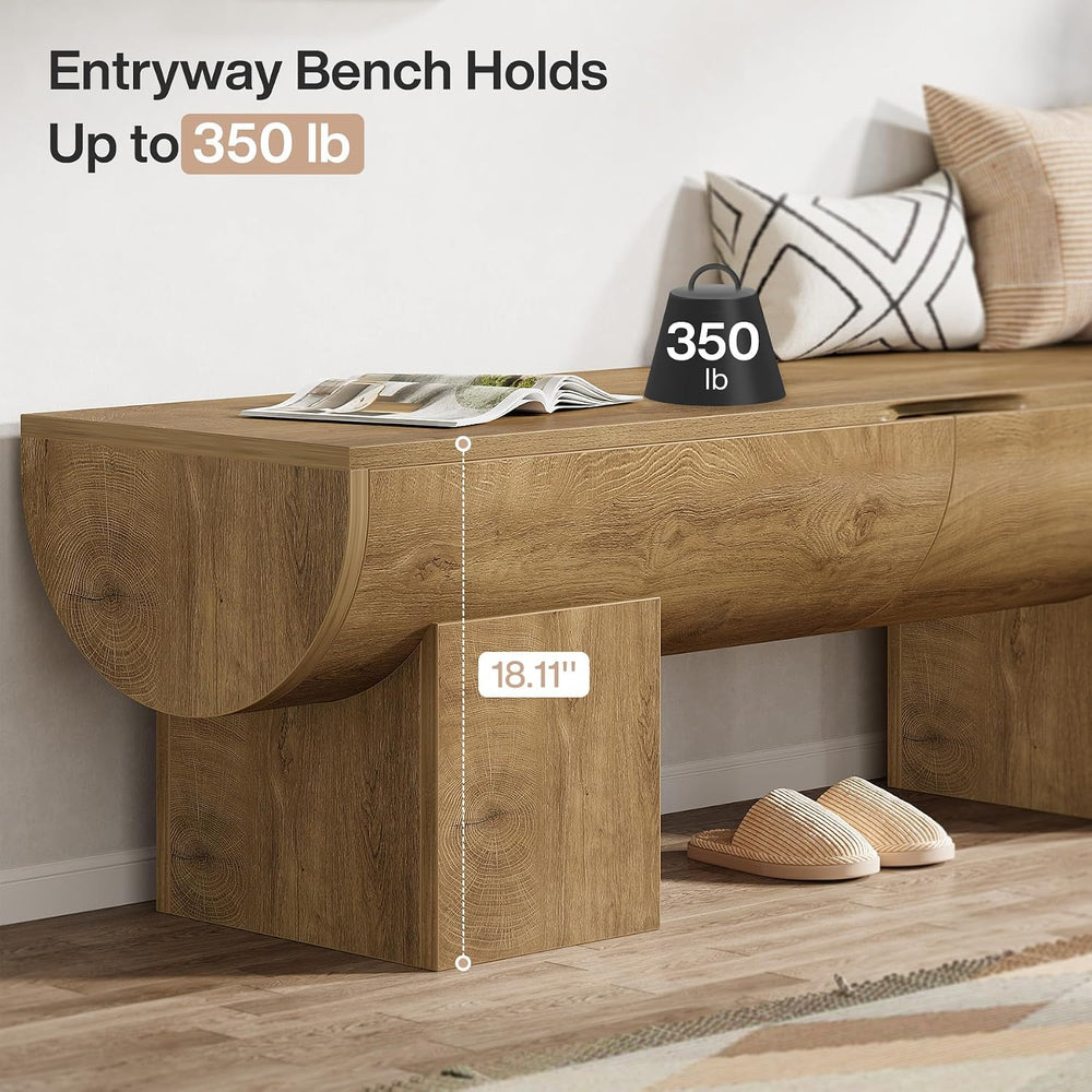 Tribesigns 55" Storage Bench with 2 Safety Hinges, Farmhouse Shoe Bench ...