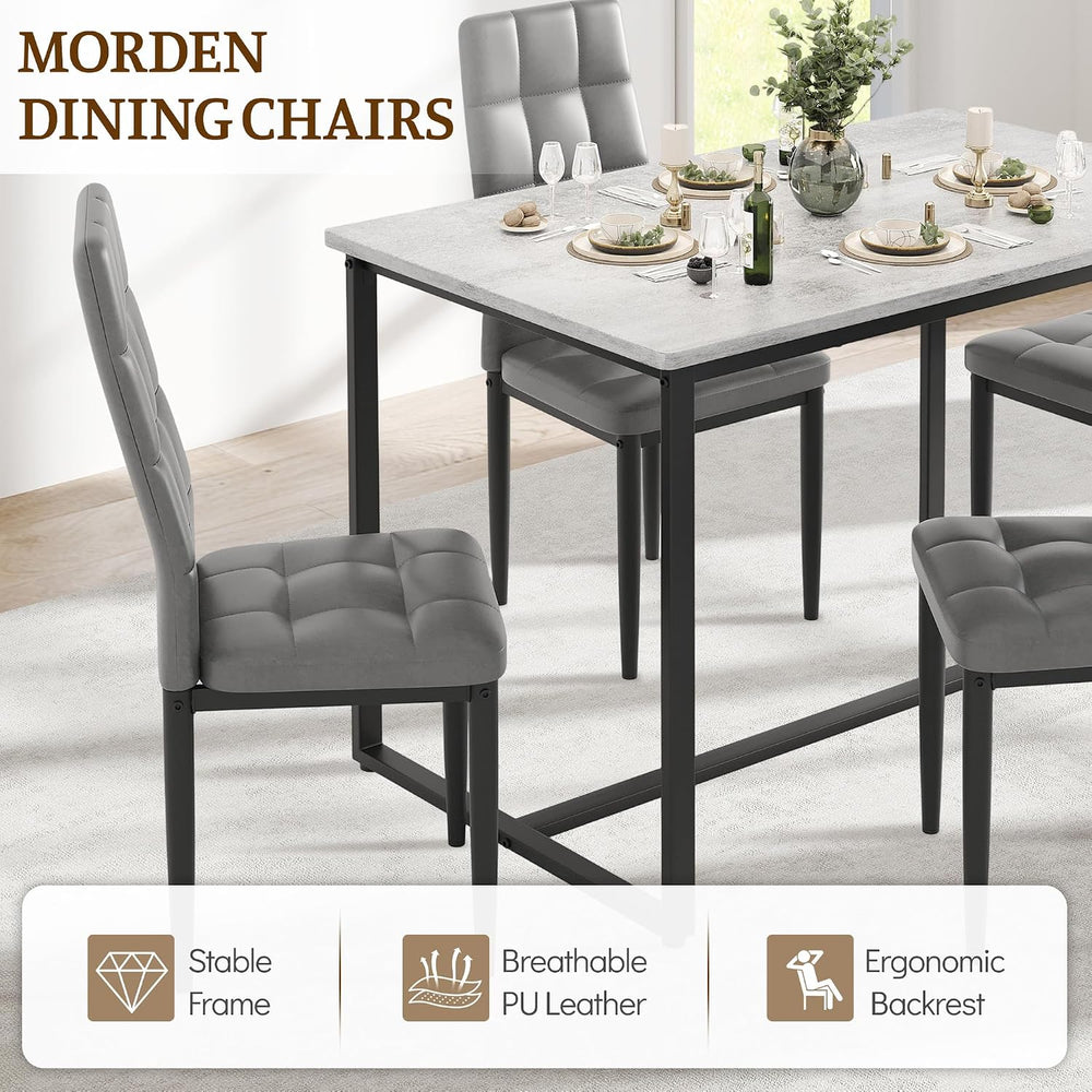 Dining Table Set for 4, PVC Faux Marble Kitchen Table Chairs Set of 4 with Up...