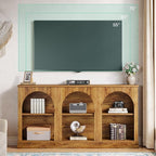 Tribesigns TV Consoles with Storage Cabinets, Television Stand for 55/60/65 Inch TV, Farmhouse Media Entertainment Center Stand for Living Room, Natural Wood