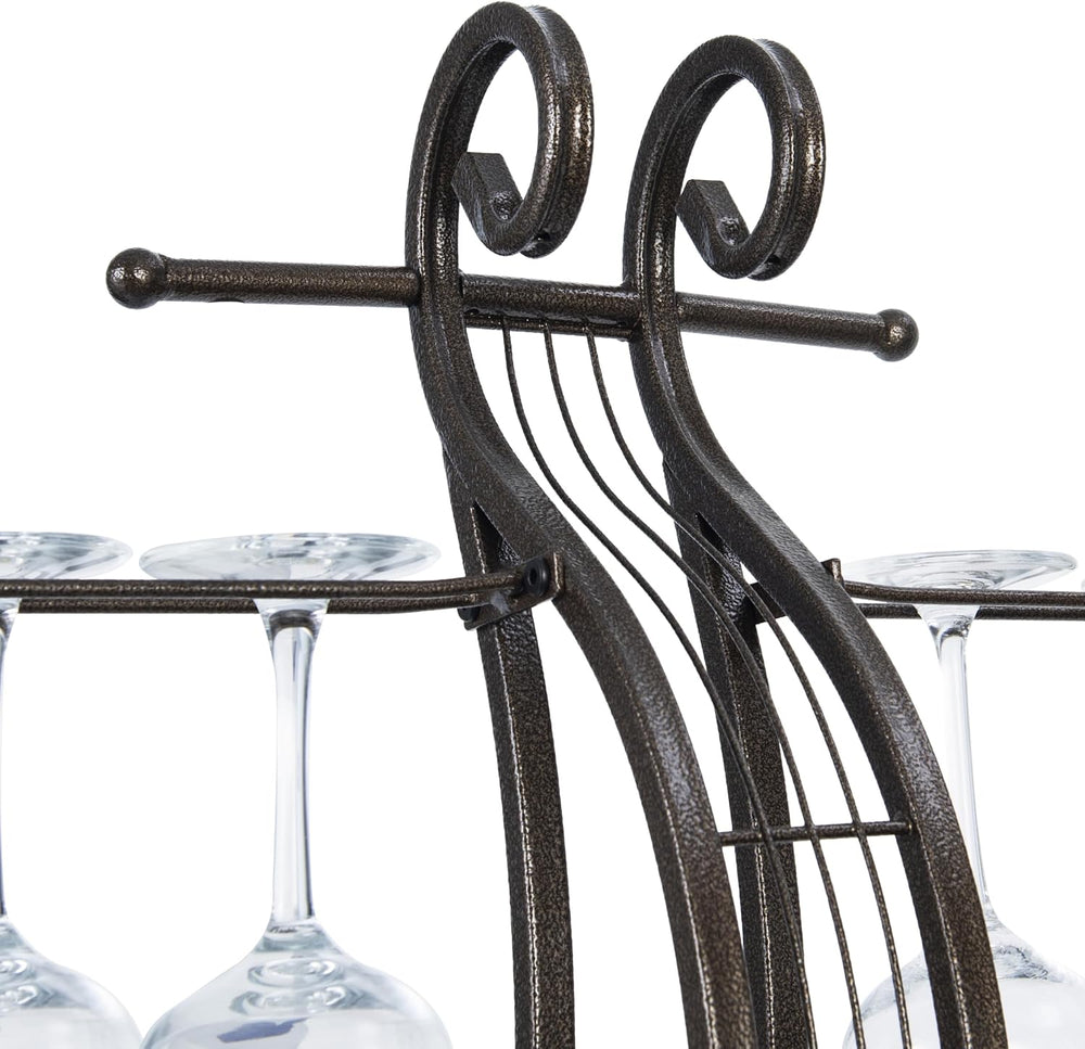 Cello Shaped Wine Rack Floor Standing, 32-Bottle Freestanding Metal Wine Towe...