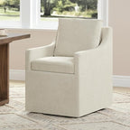 Upholstered Dining Chairs Set of 1, Washable Cover Modren Deskchair with 4 Casters & Hidden Storage for Dining Room, Living Room, Home Office, Beige, 1 Box