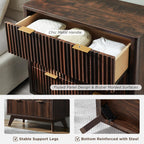 T4TREAM Fluted 3 Drawers Nightstand, Oversized Extra Large Modern Side Table, End Table Bedside for Bedroom, Living Room, Curved Profile Design, Dark Walnut