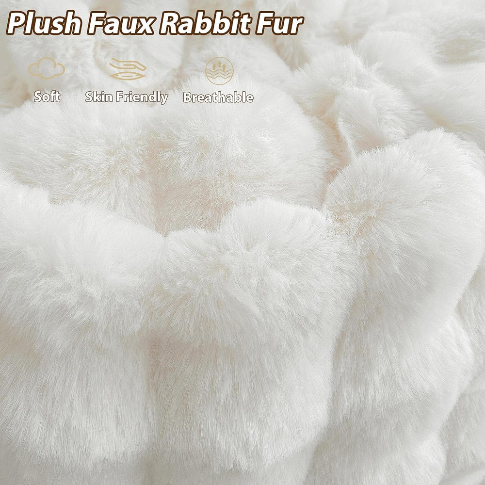 LIFEREVO 3FT Fluffy Faux Rabbit Fur Bean Bag Chair Cover, No Filler, Beige | ...