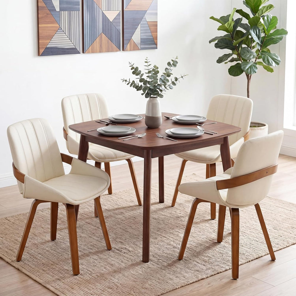 Mid Century Modern Faux Leather Upholstered Dining Chairs,Armless Accent Chai...