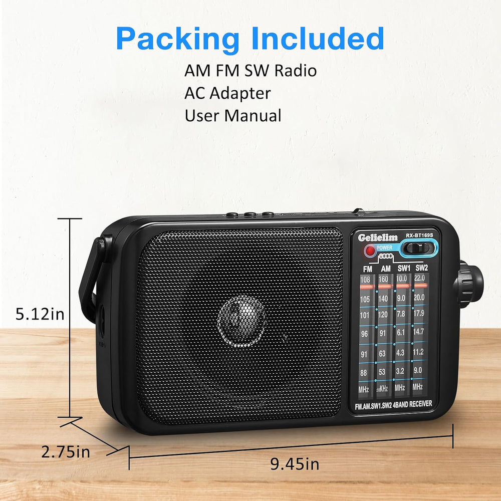 Gelielim AM FM Radio Portable Plug in Wall or AA Battery Operated for Home/Ou...