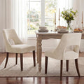 UVV Wooden Dining Chairs Set of 2, Mid Century Modern Fabric Upholstered Dining Room Chair Kitchen Chairs, Farmhouse Dinner Chair with Solid Wood Legs for Kitchen Dining Room, Beige