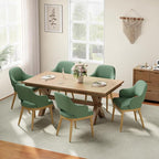 Wooden Dining Chairs Set of 6, Modern Fabric Upholstered Dining Room Chair, Kitchen Side Chairs, Farmhouse Dinner Chair with Open Back for Kitchen, Green