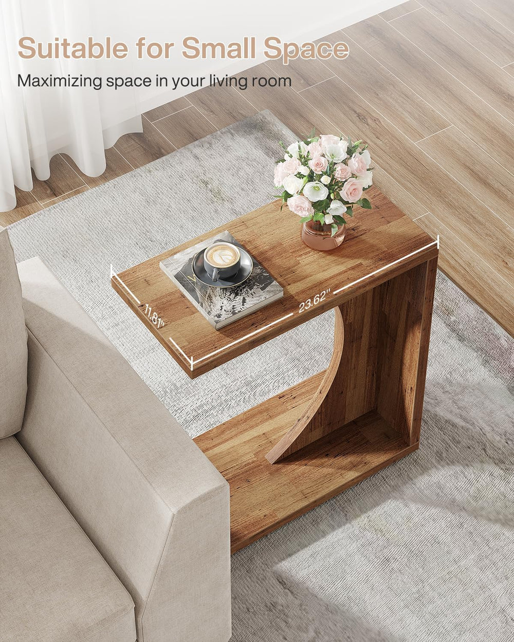 Tribesigns C-Shaped End Table for Couch, Sofa Side Table, C Table for Small S...