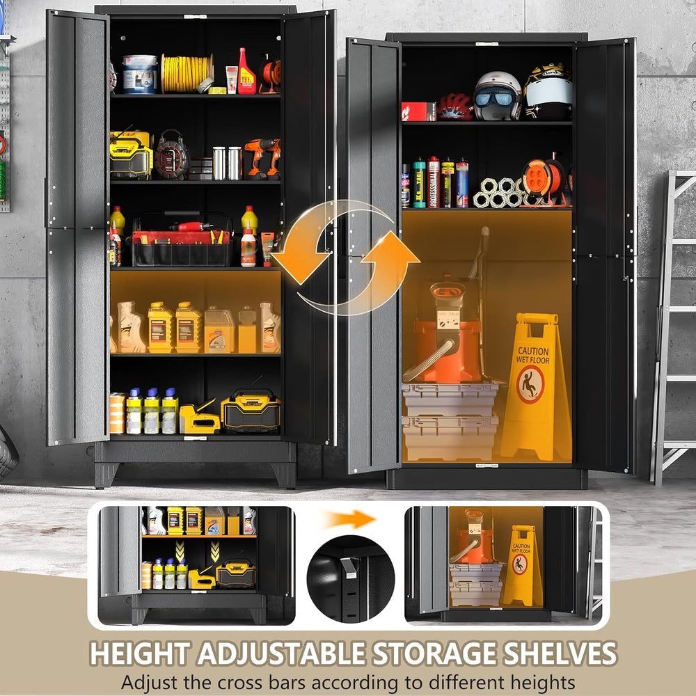 PAOFIN Metal Kitchen Pantry Cabinet, 71" Tall Storage Cabinet with Lock ...