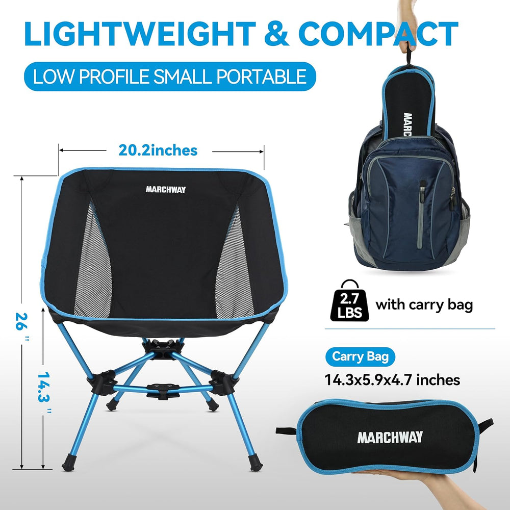 MARCHWAY Lightweight Folding Camping Chair, Compact Stable, Holds 330 lbs