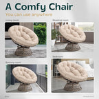 Bme 40" Ergonomic Wicker Papasan Chair