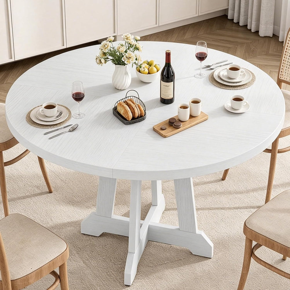 GarveeHome Round Dining Table for 4, 47 Inches Dining Room Table with Wooden ...
