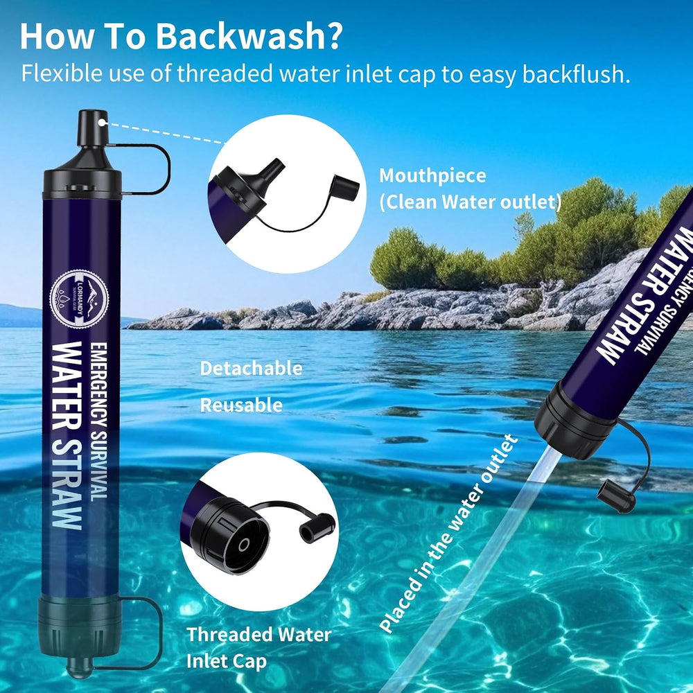 Emergency Water Filter Straw,10-Pack,Survival Gear Portable Purification Syst...